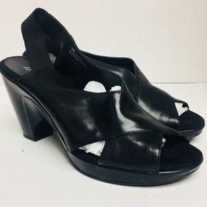 AEROSOLES LIGHT RAIL WEDGE SANDALS BLACK 10